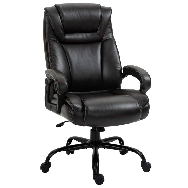 Brown Big and Tall 400lbs Executive Office Chair with Wide Seat, Computer Desk Chair with High Back PU Leather Ergonomic Upholstery