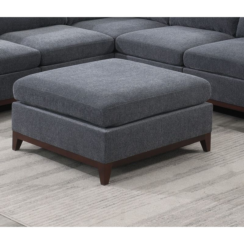 Modular Living Room Furniture Ottoman Ash Chenille Fabric 1pc Cushion Ottoman Couch Exposed Wooden base