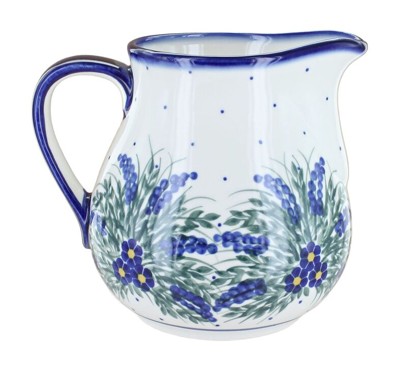 Blue Rose Polish Pottery Primrose Pitcher