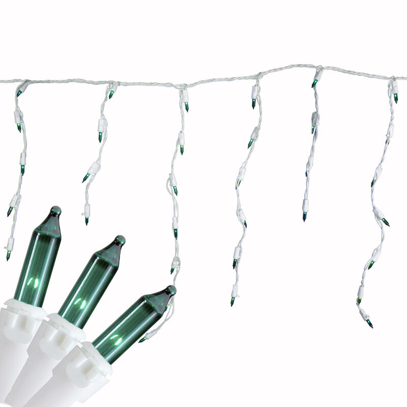 100 Count Teal Mini Icicle Christmas Lights  3.5 ft White Wire