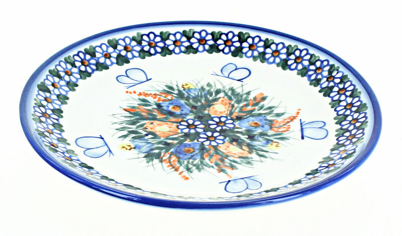 Blue Rose Polish Pottery Yellow Daisy Dessert Plate