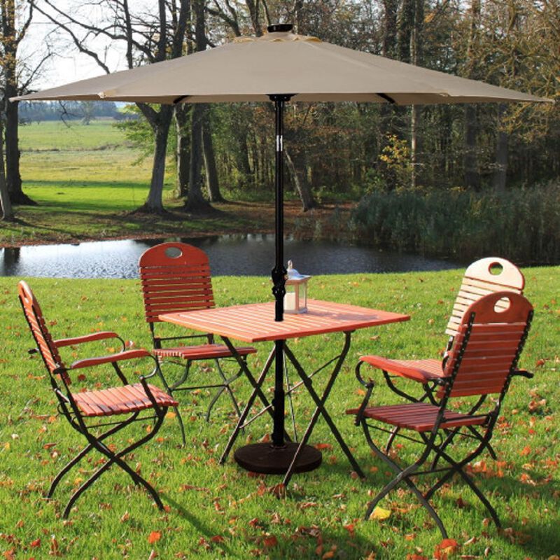 9FT Steel Patio Solar Umbrella LED Patio Market