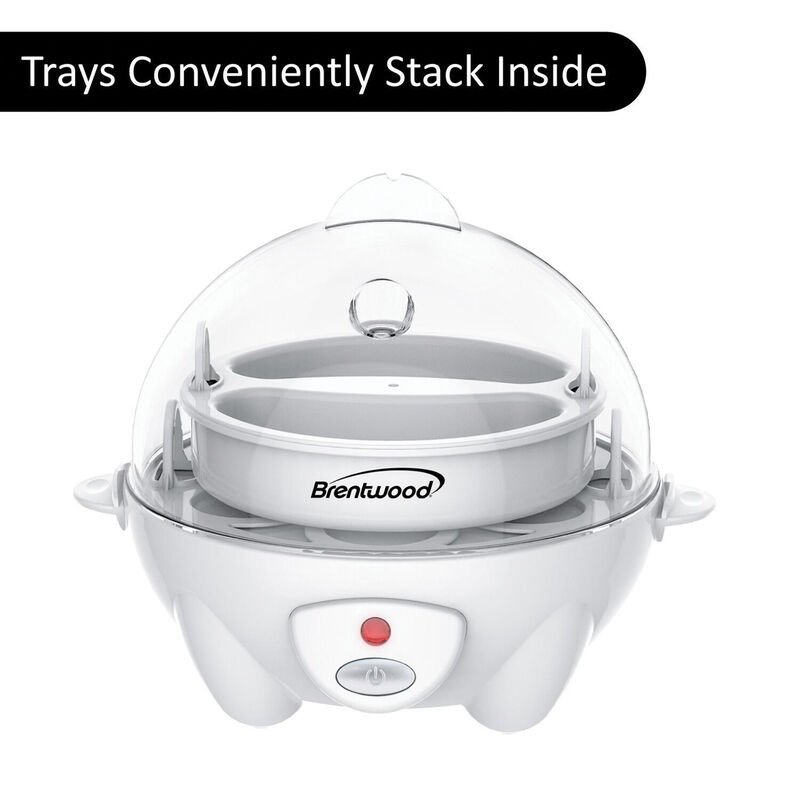 Brentwood Electric 7 Egg Cooker with Auto Shut Off in White