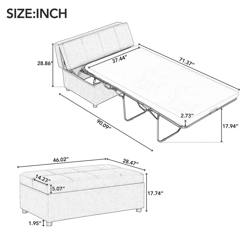 Merax Folding Ottoman Sleeper Bed with Mattress