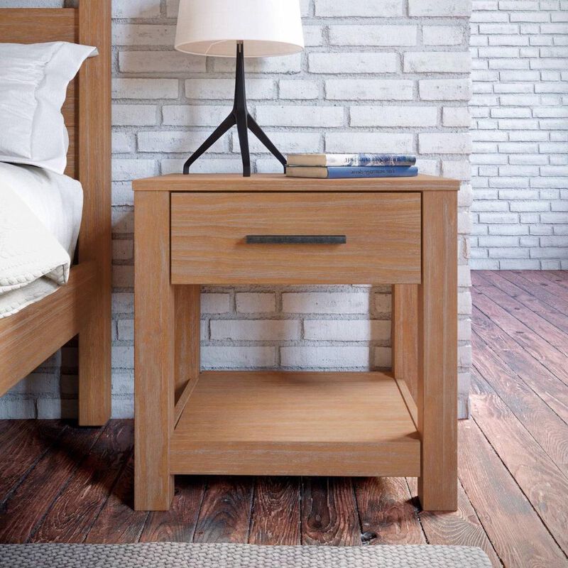 Farmhouse Traditional Rustic Wood 1-Drawer Nightstand Bedside Table