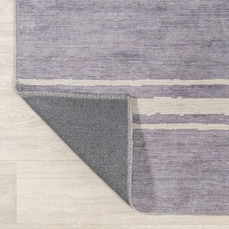 Bande Distressed Ticking Stripe Machine Washable Area Rug