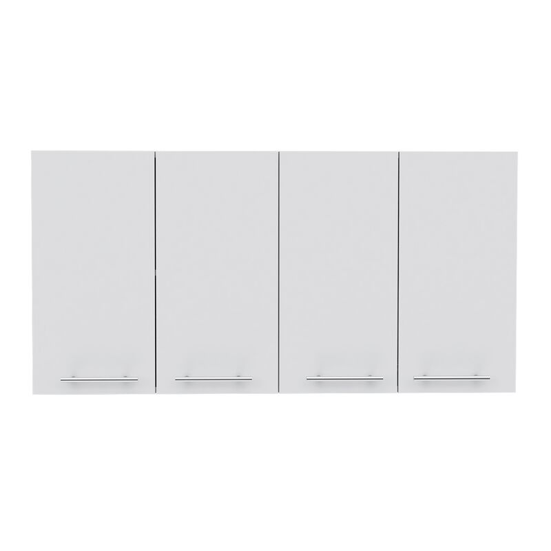DEPOT E-SHOP  Wall Cabinet 24" H, four Doors, with two internal Shelves and internal plate and glass organizer, white