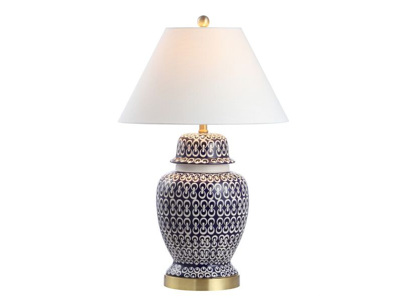 Tegola 28.5" Ceramic/Iron Coastal Modern LED Table Lamp,Navy