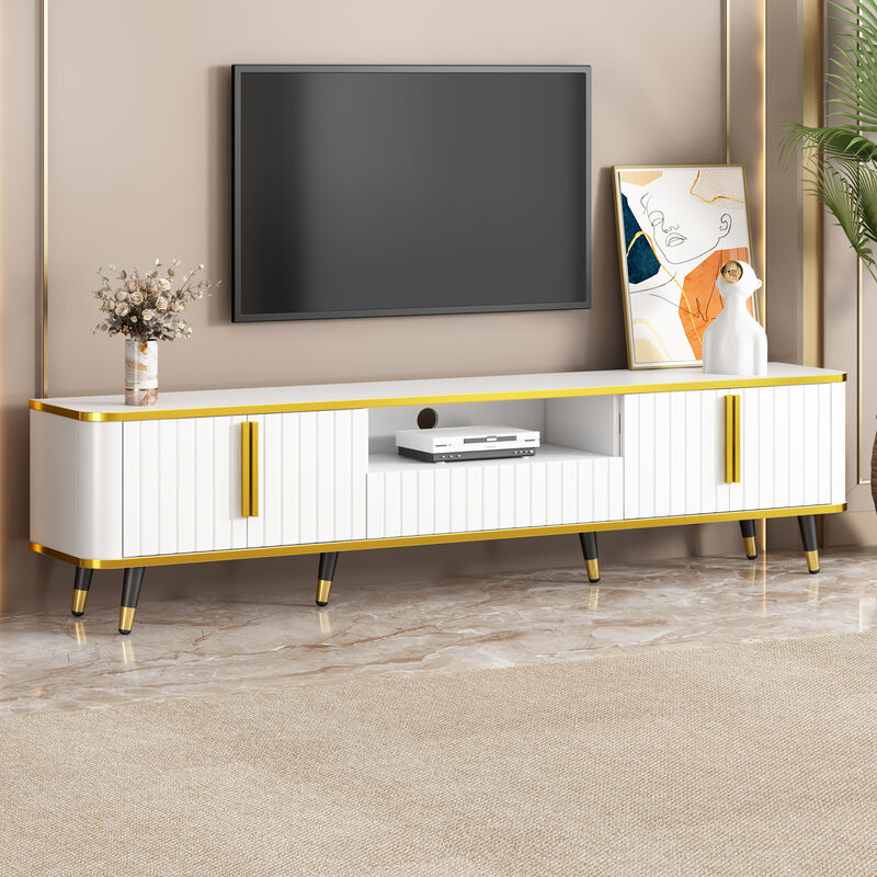 Merax Luxury Minimalism TV Stand with Open Storage Shelf