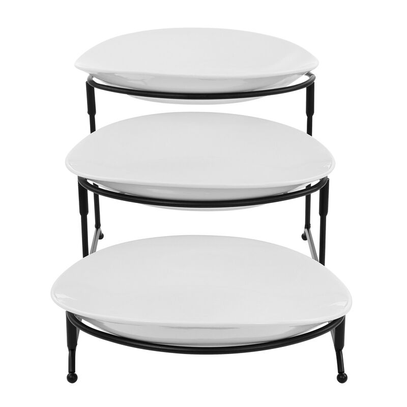 Elama 3 Tier Oval Plate Porcelain Serveware Set