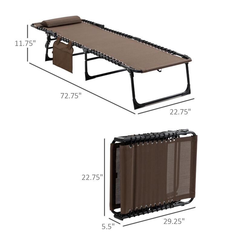 Portable Sun Bed: Folding Camping Cot with Adjustable Backrest