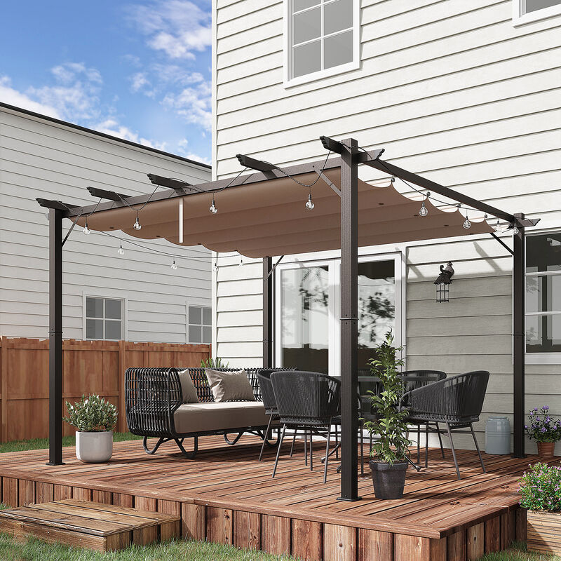 10' x 10' Outdoor Pergola Gazebo Backyard Canopy Cover Adjustable Sunshade