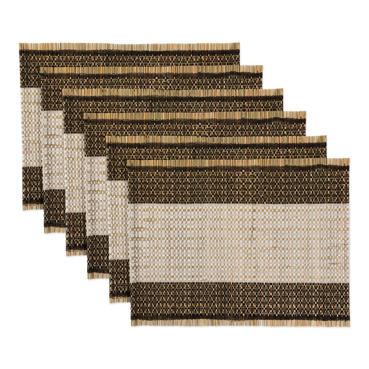 Set of 6 Brown and White Urban Oasis Reed Rectangular Placemats 19"