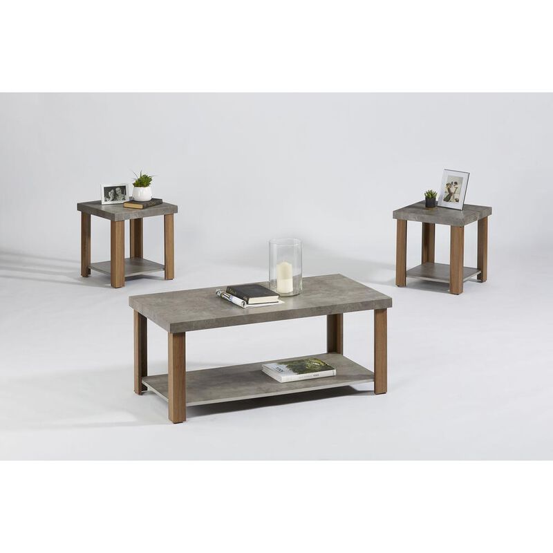 3 Pack (Cocktail & End Tables), Gray/Oak