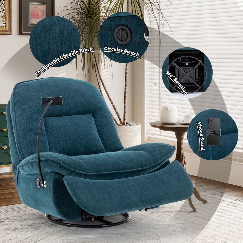 MONDAWE Indoor Velvet 360 Degrees Swivel Recliner Accent Chair with Massage