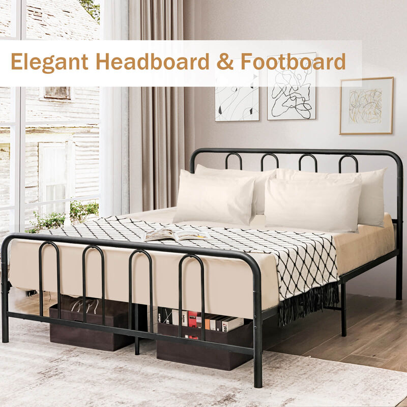 Full/Queen Size Metal Bed Frame with Headboard and Footboard