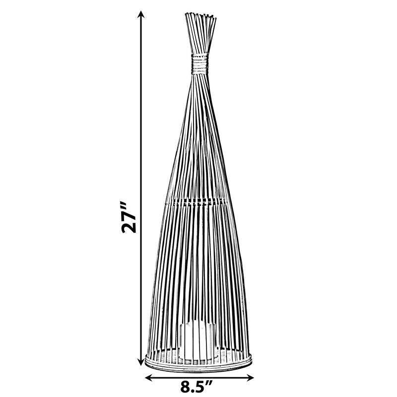 Rattan Designed Bamboo LED Lantern Lamp Battery Powered for Indoor and outdoor