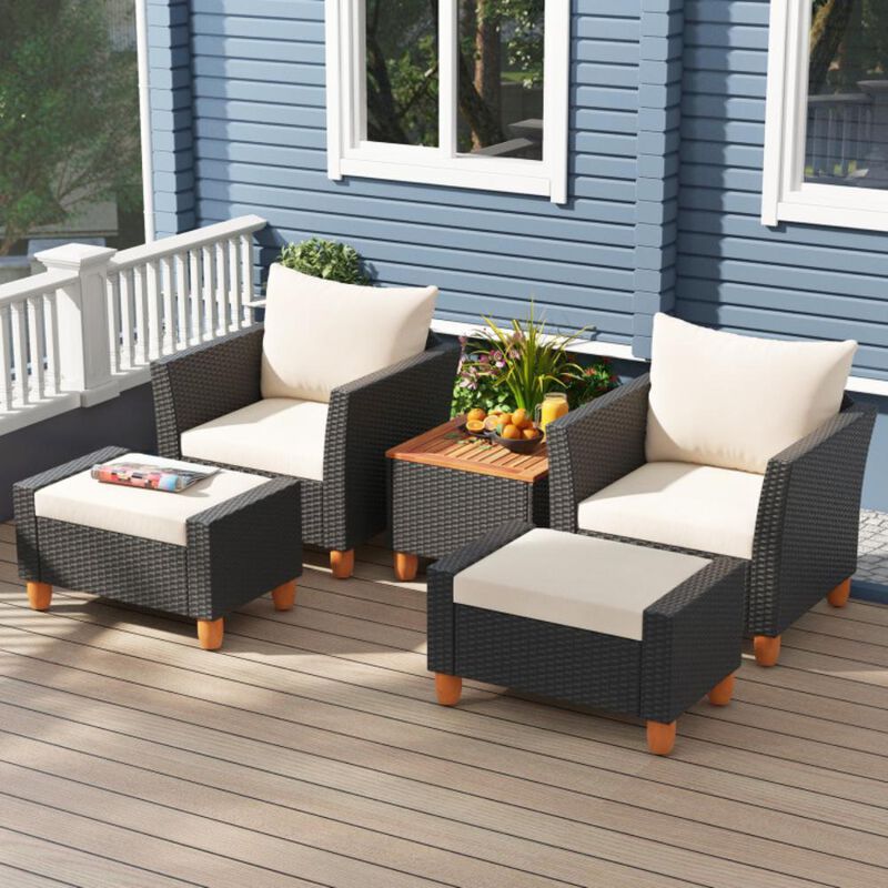 Hivvago 5 Pieces Patio Furniture Set with Loveseat and Armchairs for Porch