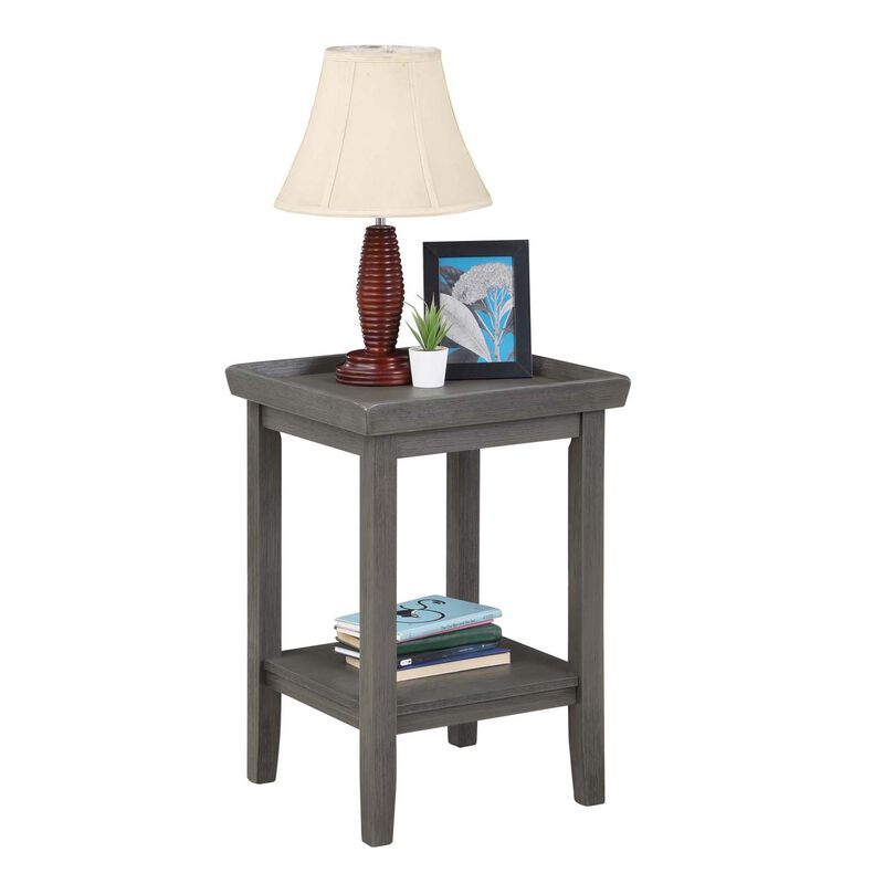 Convenience Concepts Ledgewood End Table with Shelf, Wirebrush Dark Gray