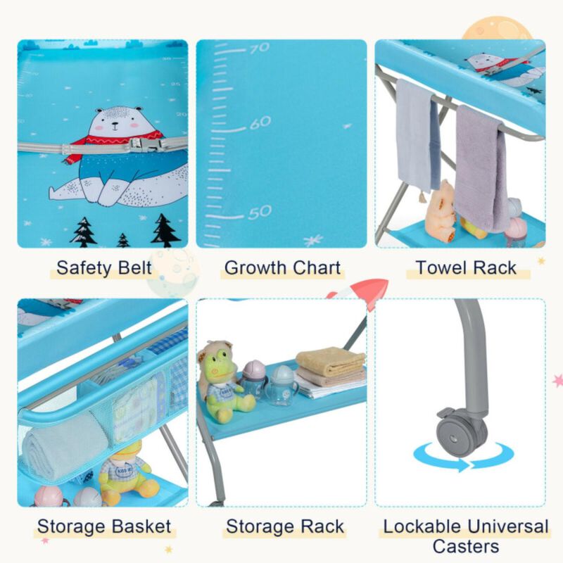 Hivvago Baby Changing Table with Safety Belt and 4-side Defence