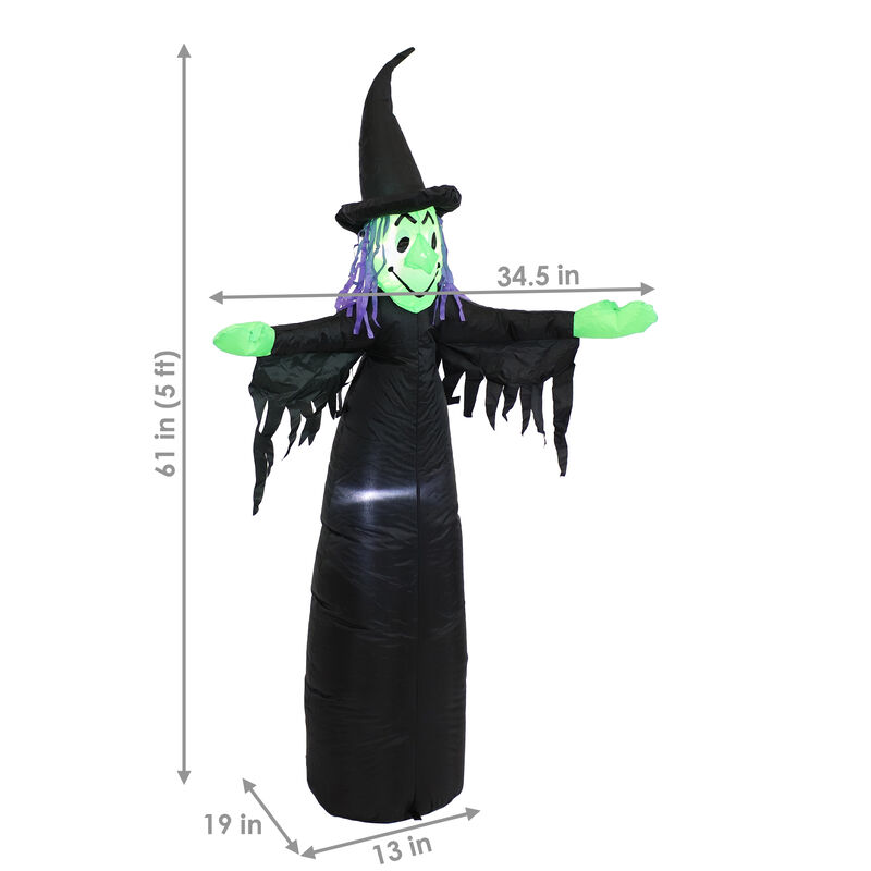 Sunnydaze Wendolyn the Wicked Witch Halloween Inflatable - 5 ft