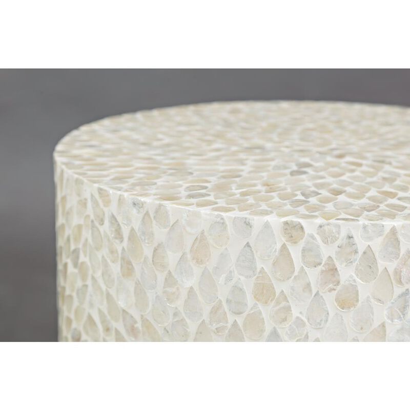 Jofran Round Terrazzo Handcrafted Capiz Shell Accent Table