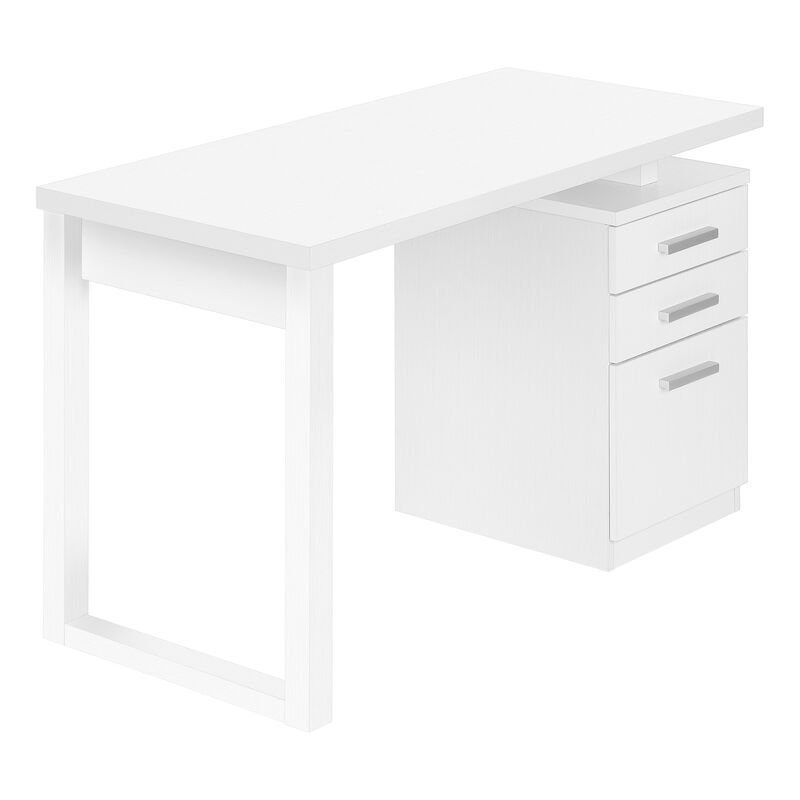 Monarch Specialties I 7690 Computer Desk, Home Office, Laptop, Left, Right Set-up, Storage Drawers, 48"L, Work, Laminate, White, Contemporary, Modern