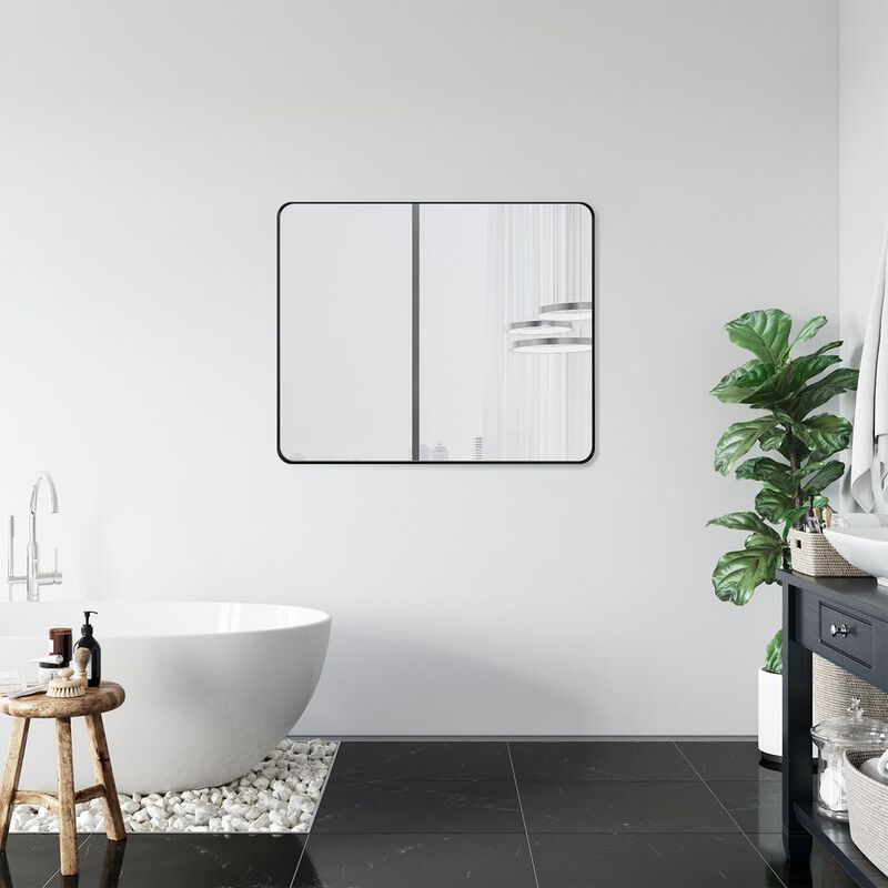 Altair Nettuno 36 Rectangle Bathroom/Vanity Matt Black Aluminum Framed Wall Mirror