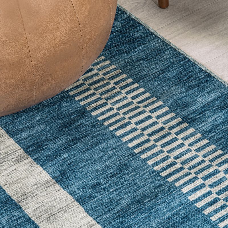 Vichy Geometric Striped Machine Washable Area Rug