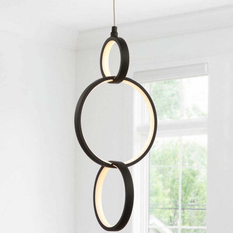 Loop 7.75" Adjustable Integrated LED Metal Ring Pendant, Black