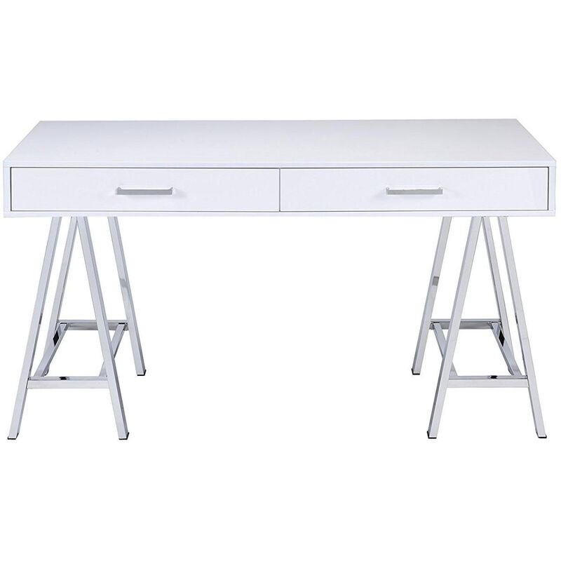 Coleen Desk in White High Gloss & Chrome 92229