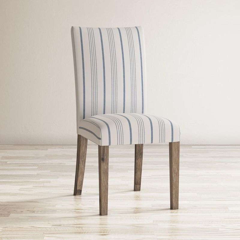 Jofran Coastal Wire-Brushed Acacia Upholstered Parsons Dining Chair (Set of 2)