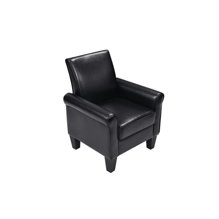 Accent Chairs, Comfy Sofa Chair, Armchair for Reading, Living Room, Bedroom, Office, Waiting Room, PU leather, Black
