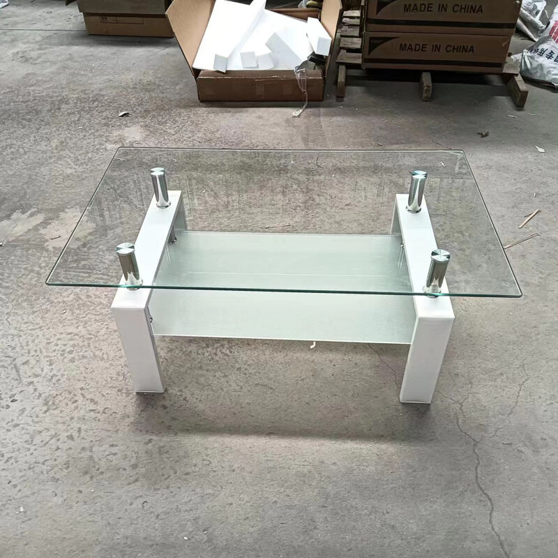 Tempered Clear Glass Coffee Table, 2Layers Coffee Table Living Room Center Table