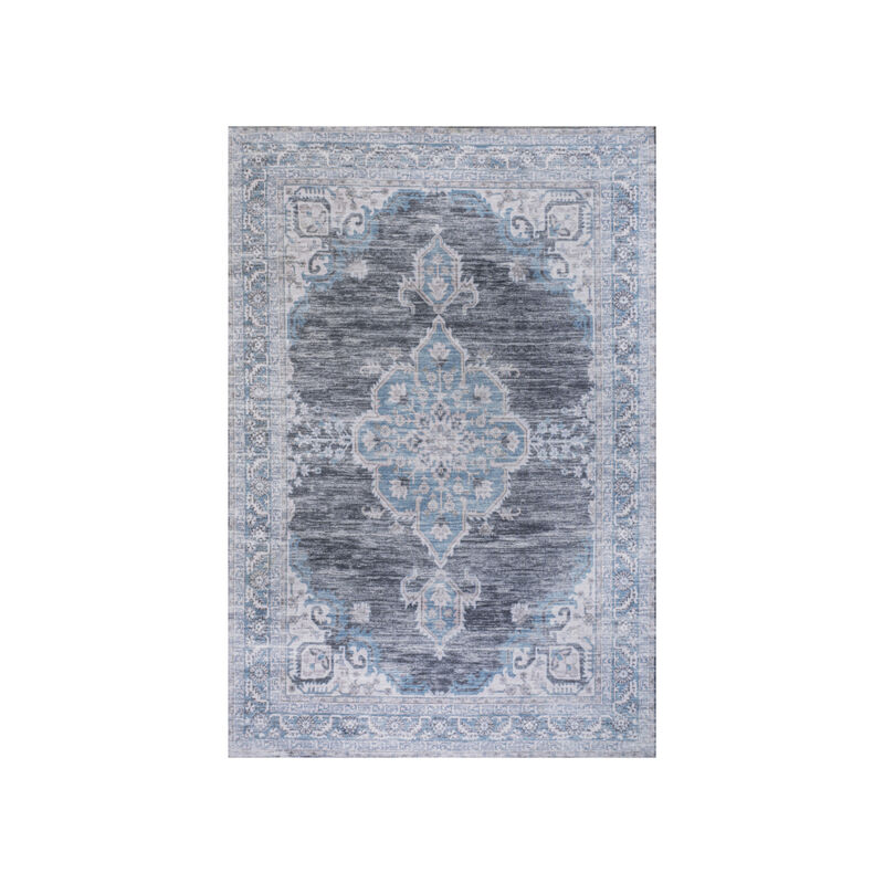 Wincer Chenille Cottage Medallion Machine-Washable Area Rug