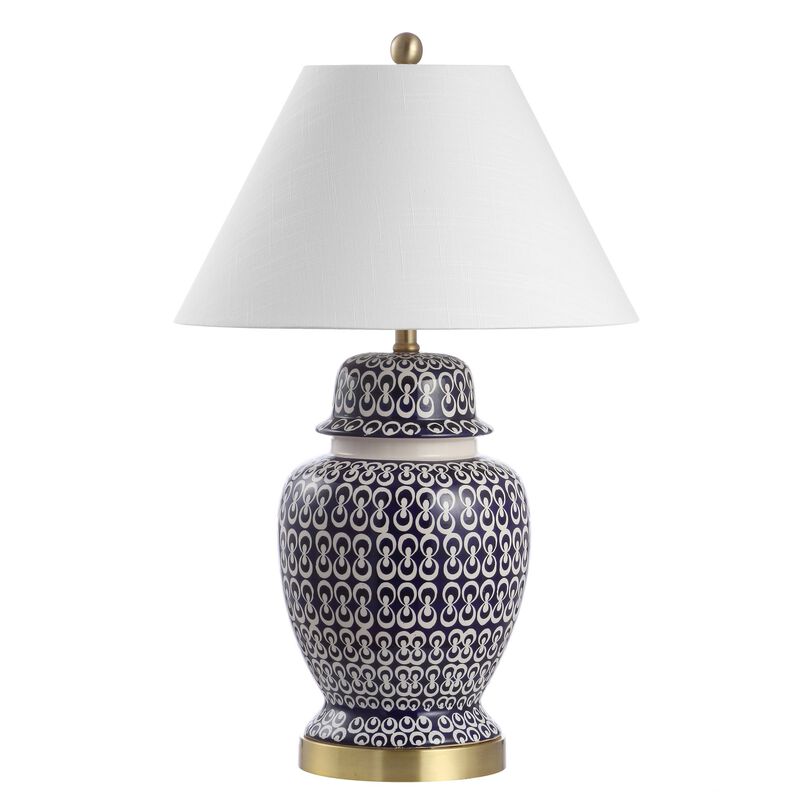 Tegola 28.5" Ceramic/Iron Coastal Modern LED Table Lamp,Navy