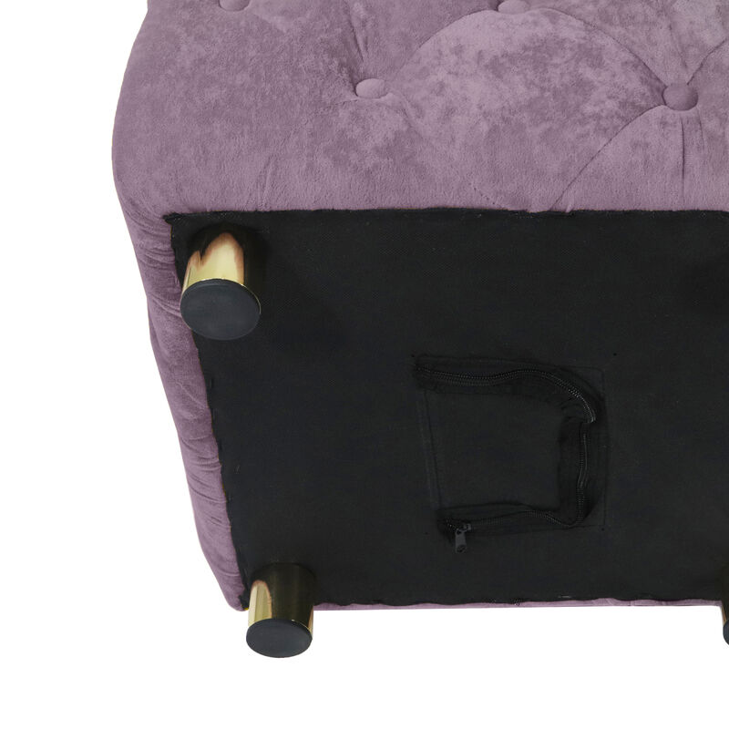 Purple Modern Velvet Upholstered Ottoman, Exquisite Small End Table, Soft Footstool, Dressing Makeup Chair, Comfortable Seat for Living Room, Bedroom, Entrance