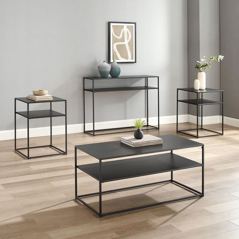 Braxton 4Pc Coffee Table Set Matte Black - Coffee Table, Console Table, & 2 End Tables