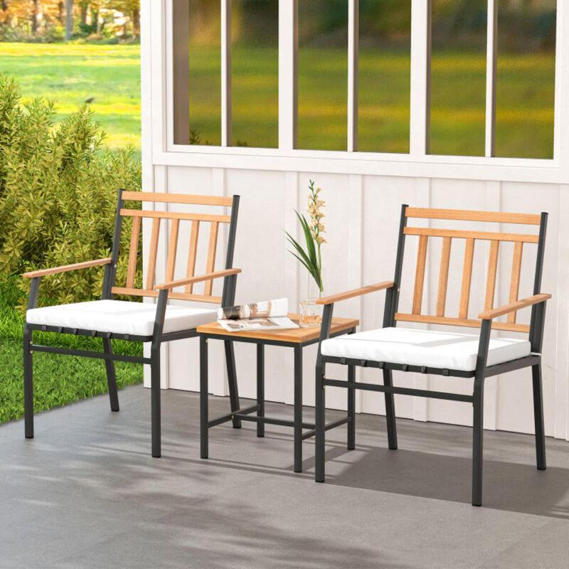 Hivvago 3 Pieces Outdoor Furniture Set Acacia Wood Patio Conversation Set with Cushions