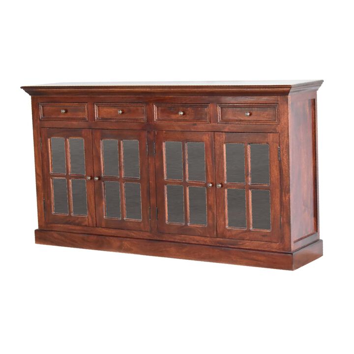 Large Cherry Sideboard with 4 Glazed Doors