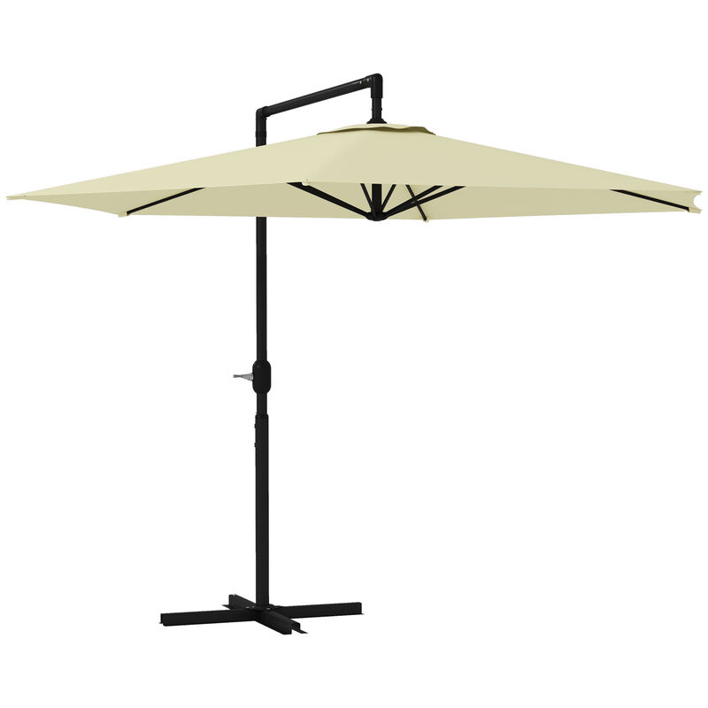 9.5FT Cantilever Patio Umbrella w/ Crank Cross Base Hanging Offset Umbrella