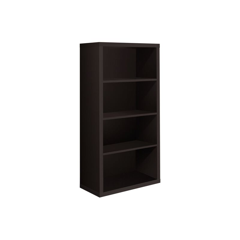Monarch Specialties Bookcase - Sturdy Etagere with 3 Adjustable Book Shelves - 48”H (Cappuccino)
