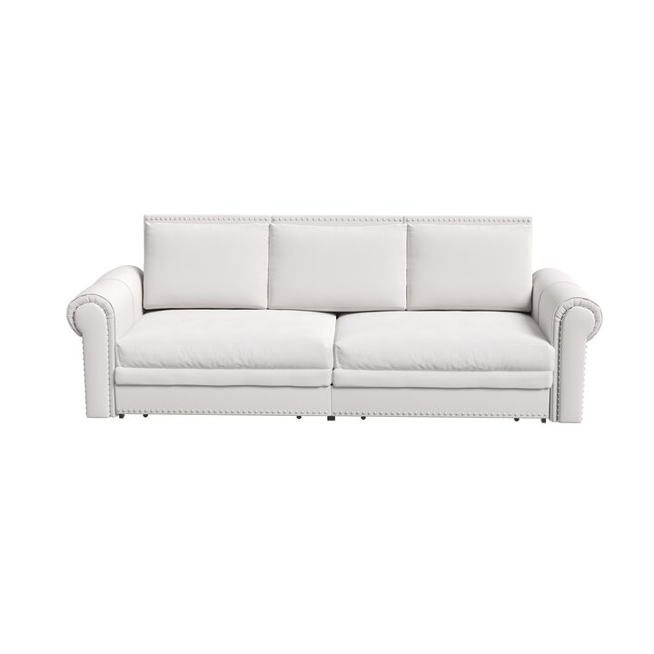 TATEUS 3-in-1 Velvet Convertible Sleeper Sofa with Nailhead Trim & Rolled Arm,Multi-Functional Sofa Bed