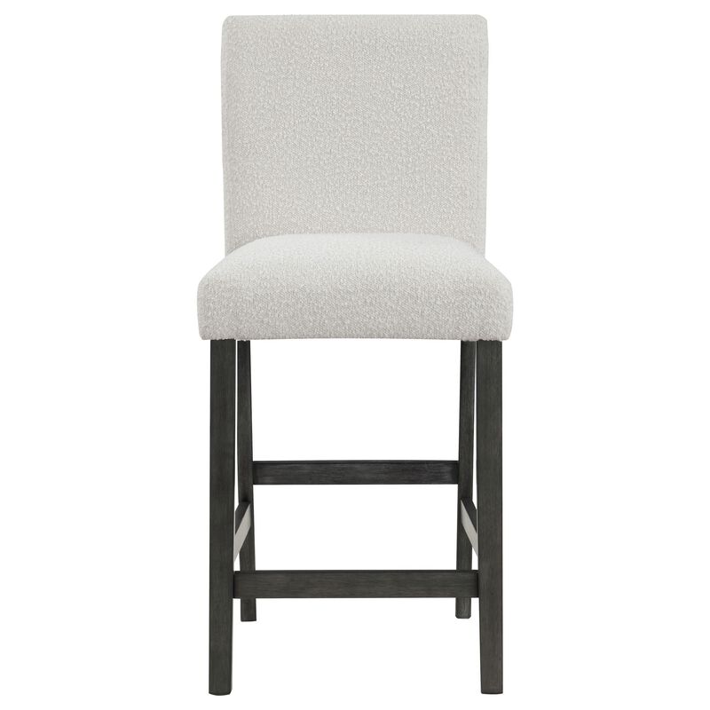 Alora Counter Height Dining Chair Set of 2, White Boucle, Charcoal Gray - Benzara