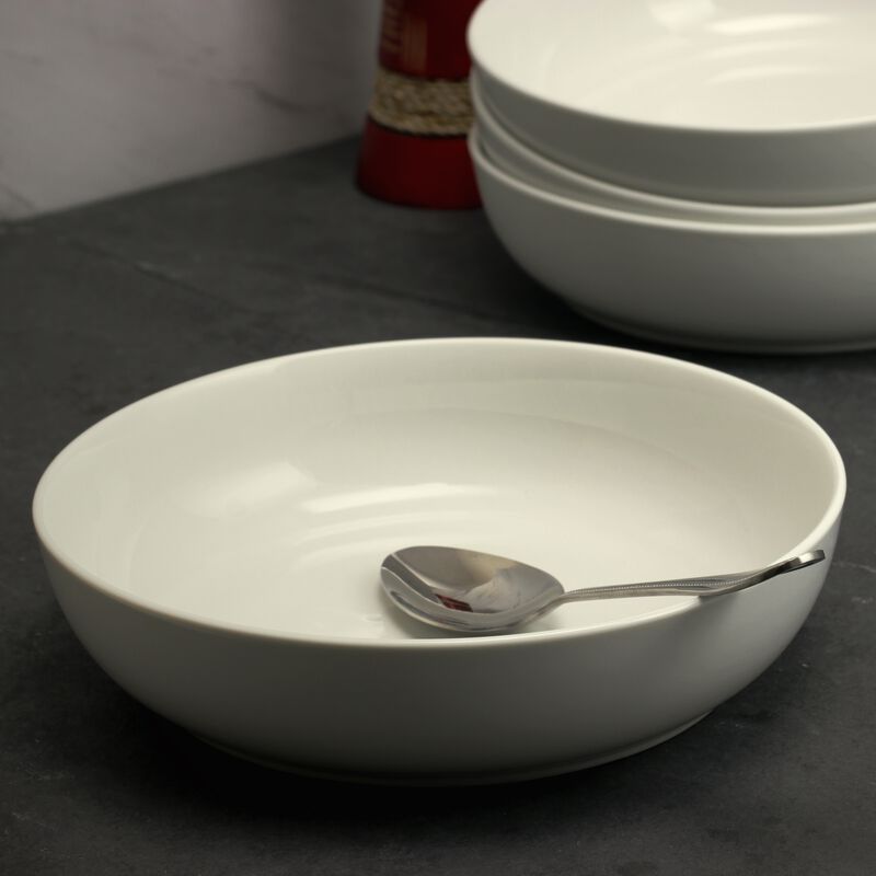 Gibson Home Extra Wide 8.5 in. Stoneware Dinner and Serving Bowls in White, Set of 4