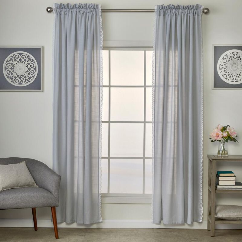 SKL Home By Saturday Knight Ltd Home Catherine Crochet Window Curtain Panel Pair - 2-Pack - 52X84", Silver