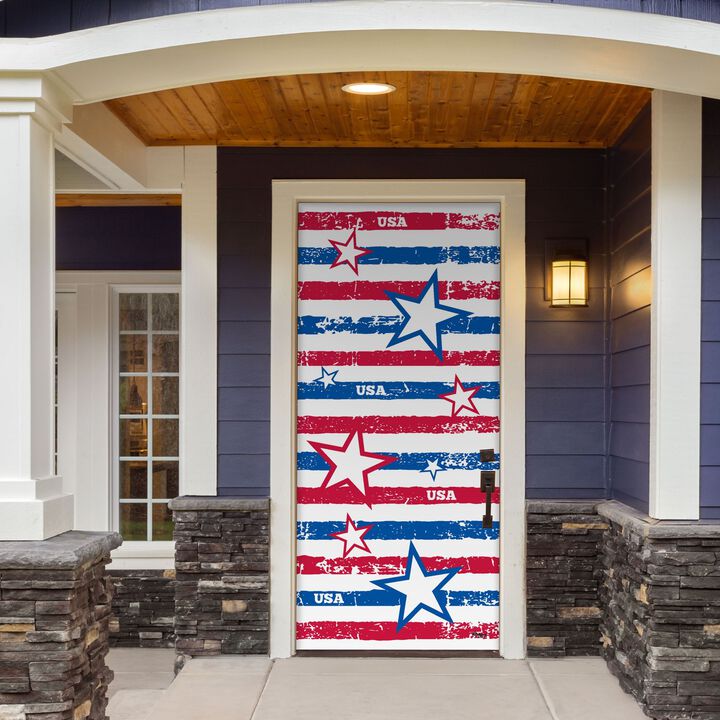 80" x 36" Red and Blue Outdoor Patriotic Front Door Banner