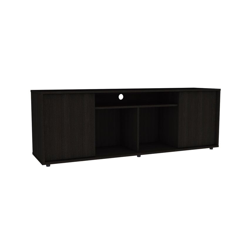 Prana Tv Stand fot TV�s up 60" Four Shelves, Two Cabinets With Single Door -Black