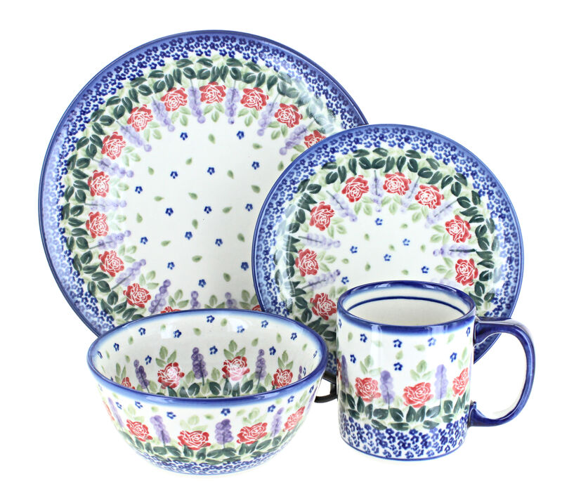 Blue Rose Polish Pottery Frosty Duo 16 Piece Dinner Set