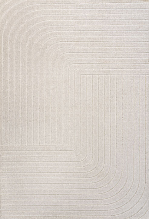 Odense High-Low Minimalist Angle Geometric Beige/Cream 4 ft. x 6 ft. Indoor/Outdoor Area Rug